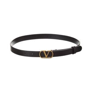 Valentino Vlogo Signature Leather Belt, Black